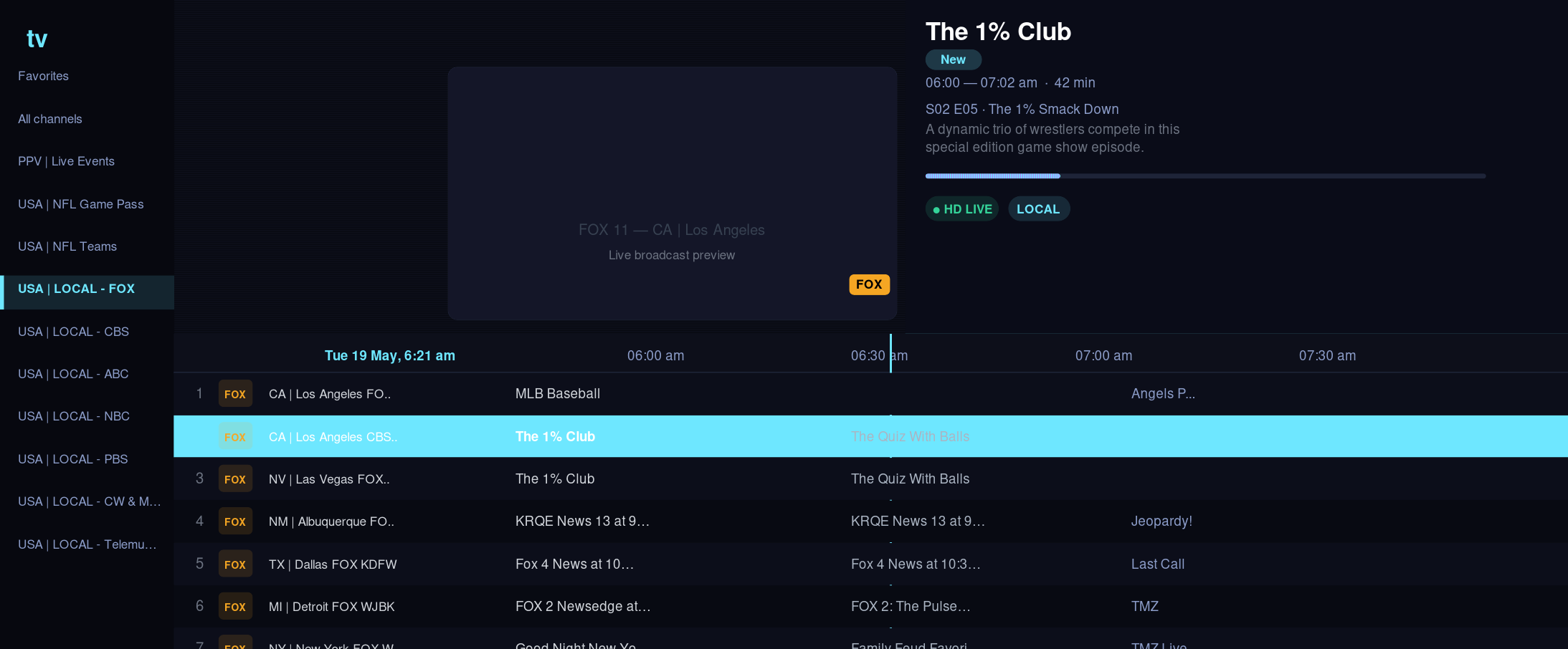 Reference example of a television guide interface